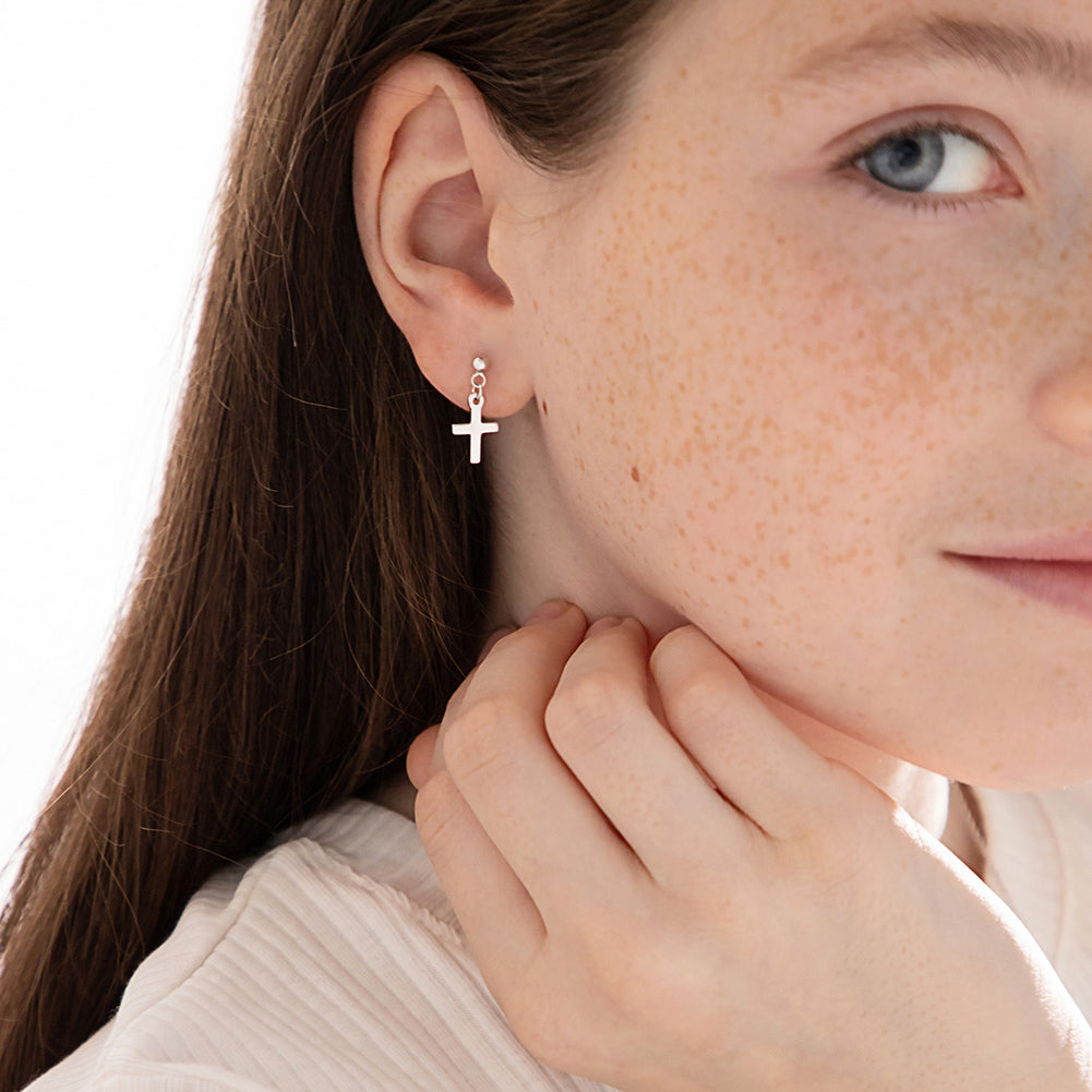 Kid's Dangle Hearts Sterling Silver Screw Back Earrings for Kids