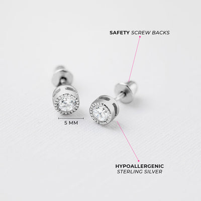 925 Sterling Silver Dog Baby Girls Children Screwback Dainty 925 Sterling Silver Dog Baby Girls Children Screwback Dainty