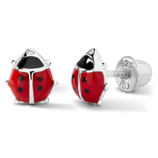 Adorable Enamel Ladybug Girl Earrings