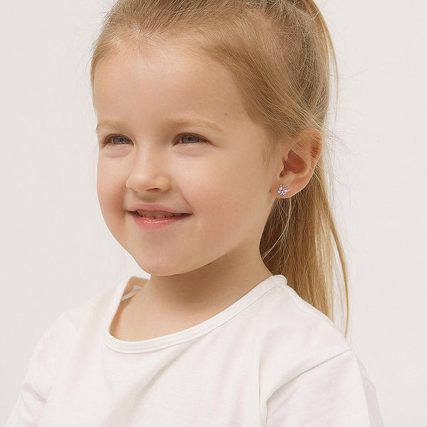 Dainty CZ Butterfly Toddler Earrings