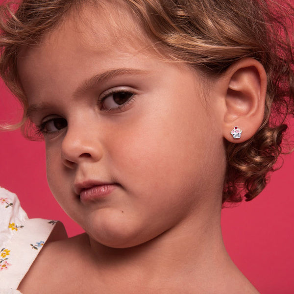 Cherry on Top Cupcake Child Earrings