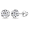 Large Ball of Gems CZ Kids / Children's / Girls Earrings Screw Back - Sterling Silver