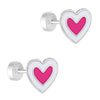 Hearts & More Hearts Baby / Toddler / Kids Earrings Safety Push Back Enamel - Sterling Silver