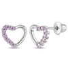 Two in One Heart Baby / Toddler / Kids Earrings Screw Back - Sterling Silver