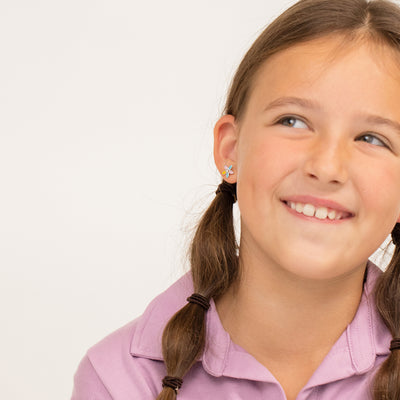 Fun Multicolor Summer Flower Kids / Teen Earrings Enamel - Sterling Silver