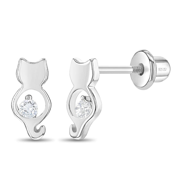 CZ Kitty Friend Kids Earrings