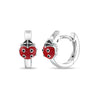 Ladybug on my 9mm Baby / Toddler / Kids Earrings Hoop/Huggie Enamel Safety Latch - Sterling Silver