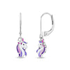 Rainbow Unicorn Dangle Kids / Children's / Girls Earrings Lever Back Enamel - Sterling Silver