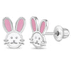 Silly Rabbit Baby / Toddler / Kids Earrings Screw Back Enamel - Sterling Silver