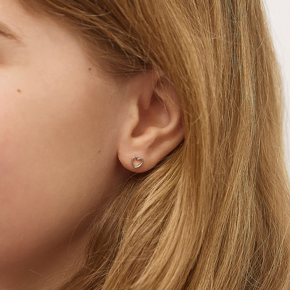 Girls' TIny Puffed Heart Screw Back 14k Gold Earrings - In Season Jewelry