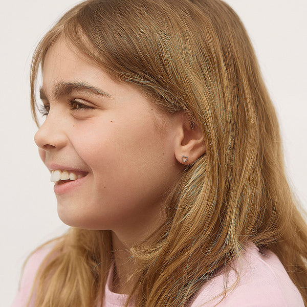 Tiny Open Textured Heart Girl Earrings
