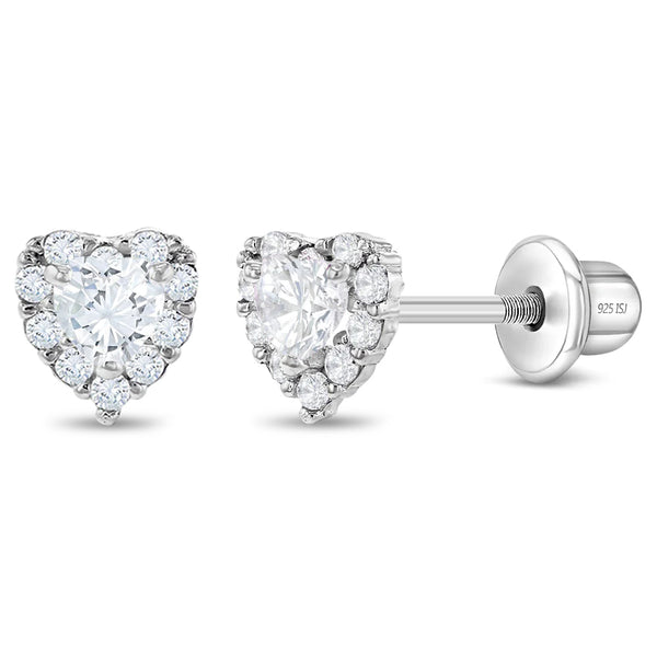Princess Heart CZ Girls Earrings