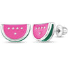 Yummy Watermelon Kids / Children's / Girls Earrings Screw Back Enamel - Sterling Silver