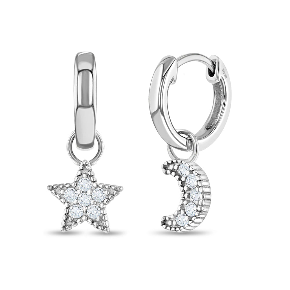 Minimalist Cross Star Silver Hoop Earrings – SOFIA jewelry & accessories
