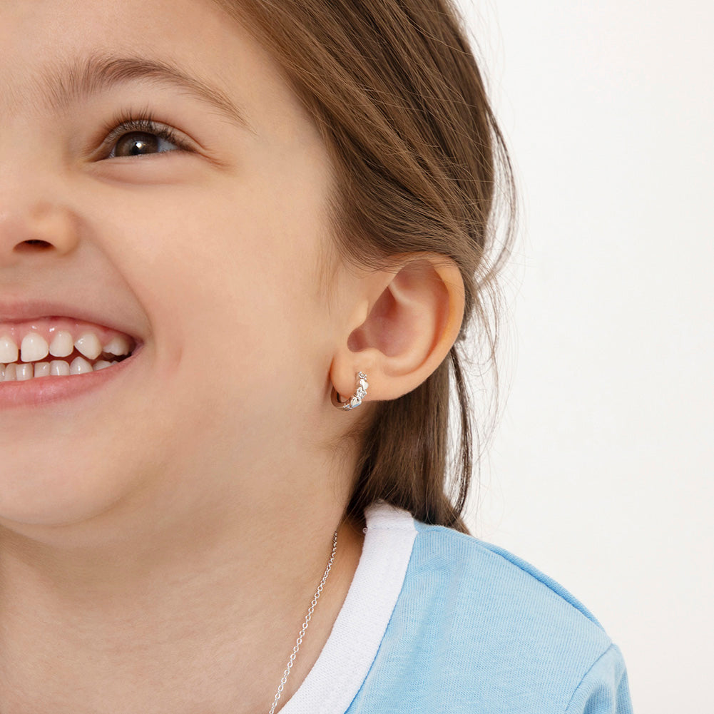Heart CZ Cascade 9mm Kids Children's Girls Earrings Hoop/Huggie