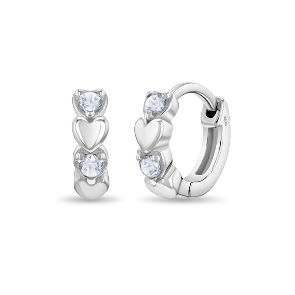 Heart & CZ Cascade Huggie Hoops