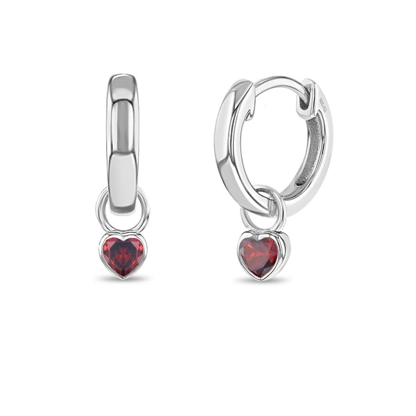 CZ Birthstone Heart Girl Earrings