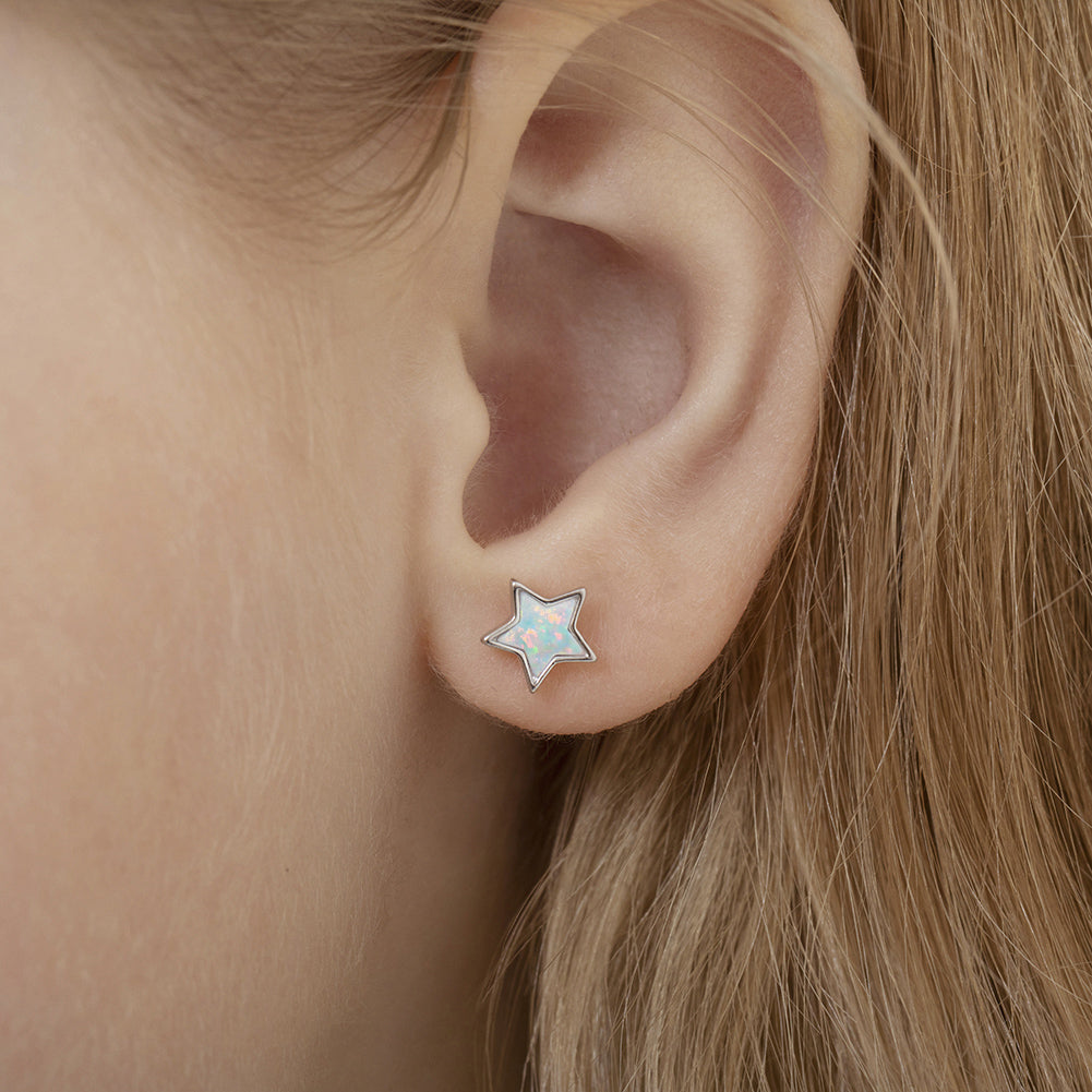 in Season Jewelry - Girls' Sparkle Star Screw Back Sterling Silver Earrings