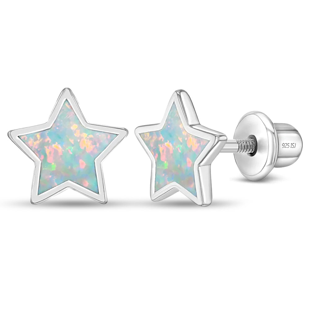 Sparkle Star Opal Kids / Children's / Girls Earrings Screw Back - Ster