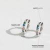 Colorful CZ Gem 9mm Teen Earrings Hoop/Huggie Safety Latch - Sterling Silver