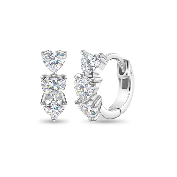 Cascading CZ Heart Girls Hoop