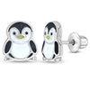 Playful Penguin Kids / Children's / Girls Earrings Screw Back - Sterling Silver