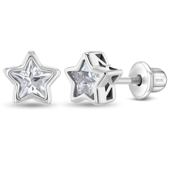 CZ Birthstone Star Girl Earrings