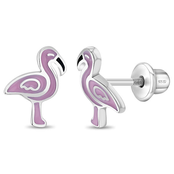 Fancy Pink Flamingo Children Earrings
