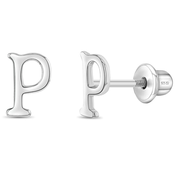 Polished Initial Letters Children Earrings