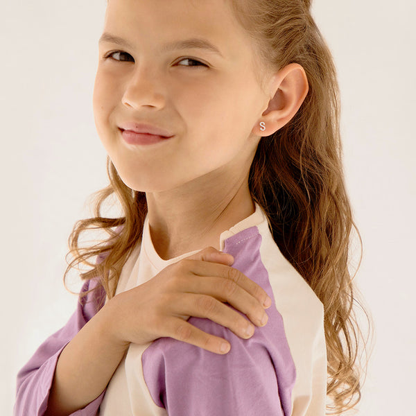Polished Initial Letters Children Earrings