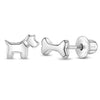 Dainty Dog and Bone Kids / Children's / Girls Earrings Screw Back - Sterling Silver