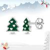 Festive Christmas Tree Kids / Children / Girls Earrings Enamel - Sterling Silver