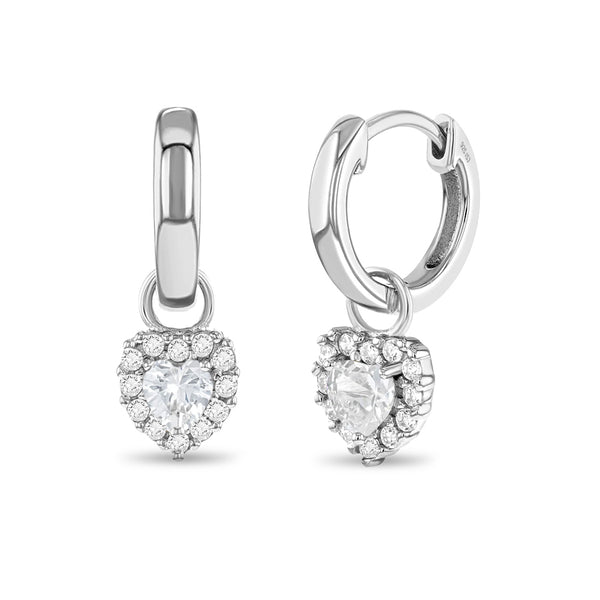 Stunning CZ Heart Dangle Kids Earrings