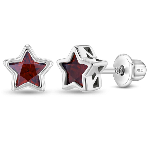 CZ Birthstone Star Girl Earrings