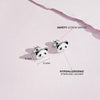Baby Panda Toddler / Kids Earrings Screw Back Enamel - Sterling Silver