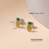 Lucky Pineapple Punch Kids / Children's / Girls Earrings Screw Back Enamel - Sterling Silver