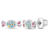 Sweet Tooth Candy Kids / Children's / Girls Earrings Screw Back Enamel - Sterling Silver
