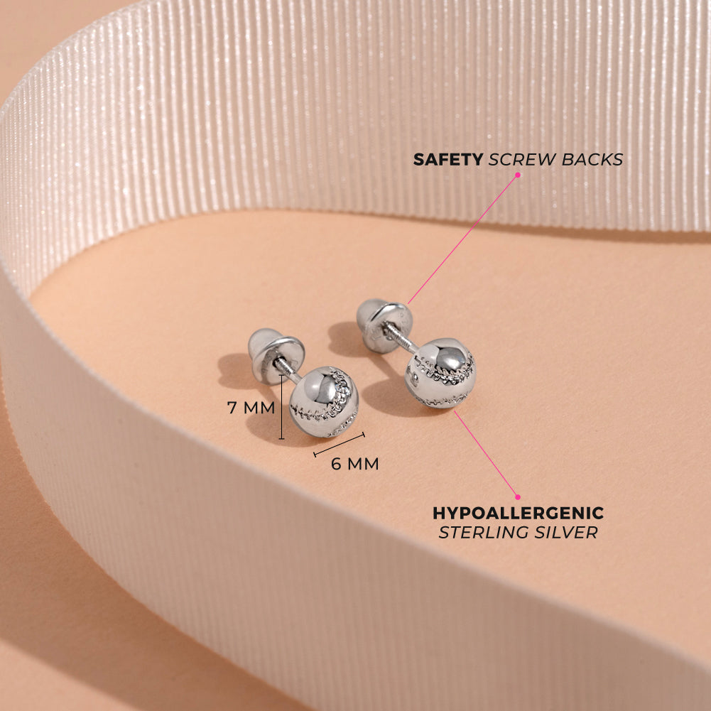 5mm Stardust Ball Stud Earrings In 925 Sterling Silver - Gift Boxed For Christmas, Birthday