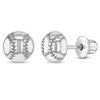 Polished Baseball Kids / Children's / Girls Earrings Screw Back - Sterling Silver