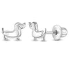Dapper Dachshunds Kids / Children's / Girls Earrings Screw Back - Sterling Silver