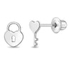 Lock & Love Kids / Children's / Girls Earrings Screw Back - Sterling Silver