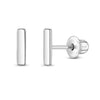 Tiny Polished Bar Kids / Children's / Girls Earrings Screw Back - Sterling Silver