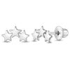 A Band of Stars Teen Earrings Screw Back - Sterling Silver