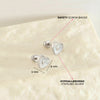 Simulated Pearl Heart With CZ Kids / Children's / Girls Earrings Screw Back - Sterling Silver