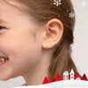 Twinkling Snowflake Kids / Children's / Girls Earrings Screw Back - Sterling Silver