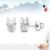 Holiday Reindeer Kids / Children's / Girls Earrings Screw Back - Sterling Silver