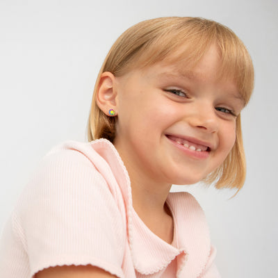 Multicolored Petals Kids / Children's / Girls Earrings Enamel - Sterling Silver