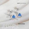 Turquoise CZ Heart Dangle Kids / Teen Earrings - Sterling Silver
