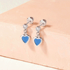 Turquoise CZ Heart Dangle Kids / Teen Earrings - Sterling Silver
