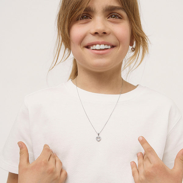 Open CZ Heart Children's Necklace